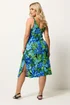 Yours Curve Blue Tropical Print Midi Dress - 30-32 Image 3