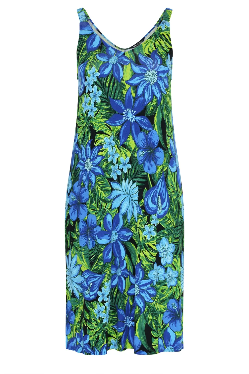 Yours Curve Blue Tropical Print Midi Dress - 30-32 Image 5