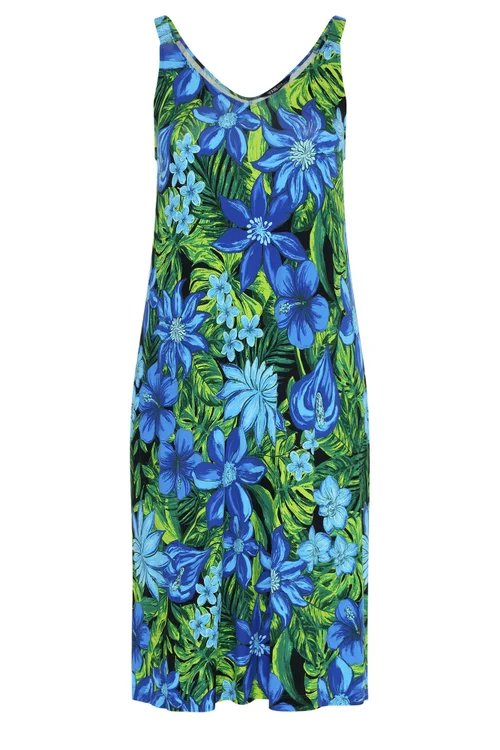 Yours Curve Blue Tropical Print Midi Dress - 30-32 Image 5