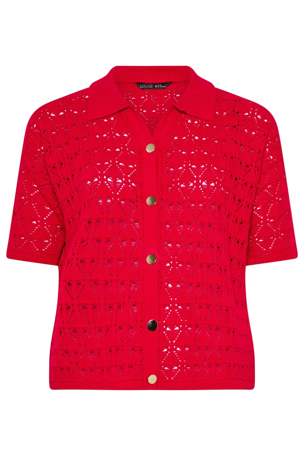 Yours Limited Curve Red Crochet Shirt - 14-16 Image 2