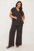 Yours Curve Brown Bubble Textured Top & Trousers Set - 26-28 Image 1