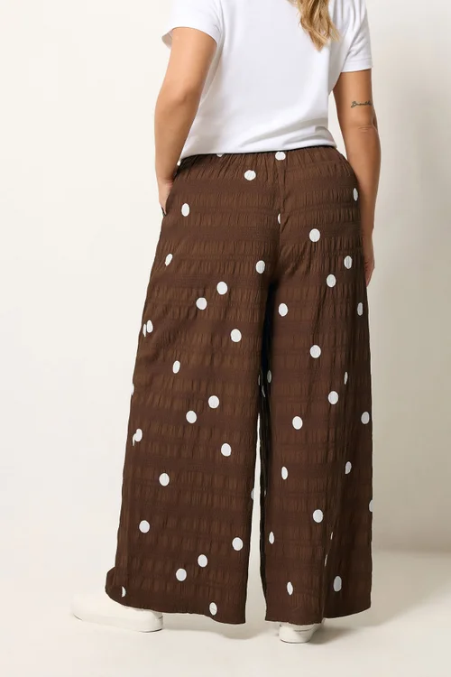 Yours Curve Chocolate Brown Polka Dot Trousers - 22-24 Image 3