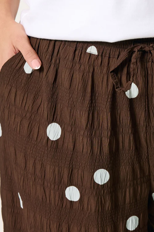 Yours Curve Chocolate Brown Polka Dot Trousers - 22-24 Image 4