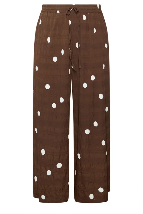 Yours Curve Chocolate Brown Polka Dot Trousers - 22-24 Image 5