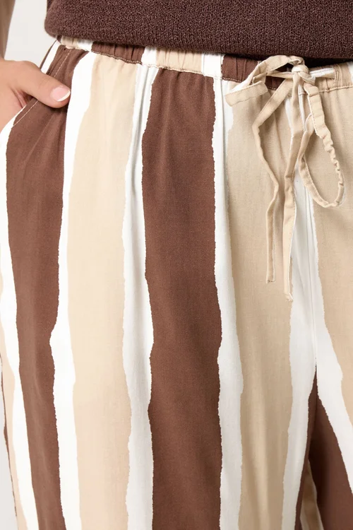 Yours Curve Brown Striped Wide Leg Trousers - 22-24 Image 4