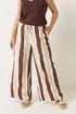 Yours Curve Brown Striped Wide Leg Trousers - 22-24 Image 1