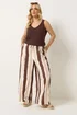 Yours Curve Brown Striped Wide Leg Trousers - 22-24 Image 2