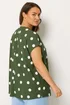 Yours Curve Khaki Green Polka Dot Grown On T-Shirt - 26-28 Image 3