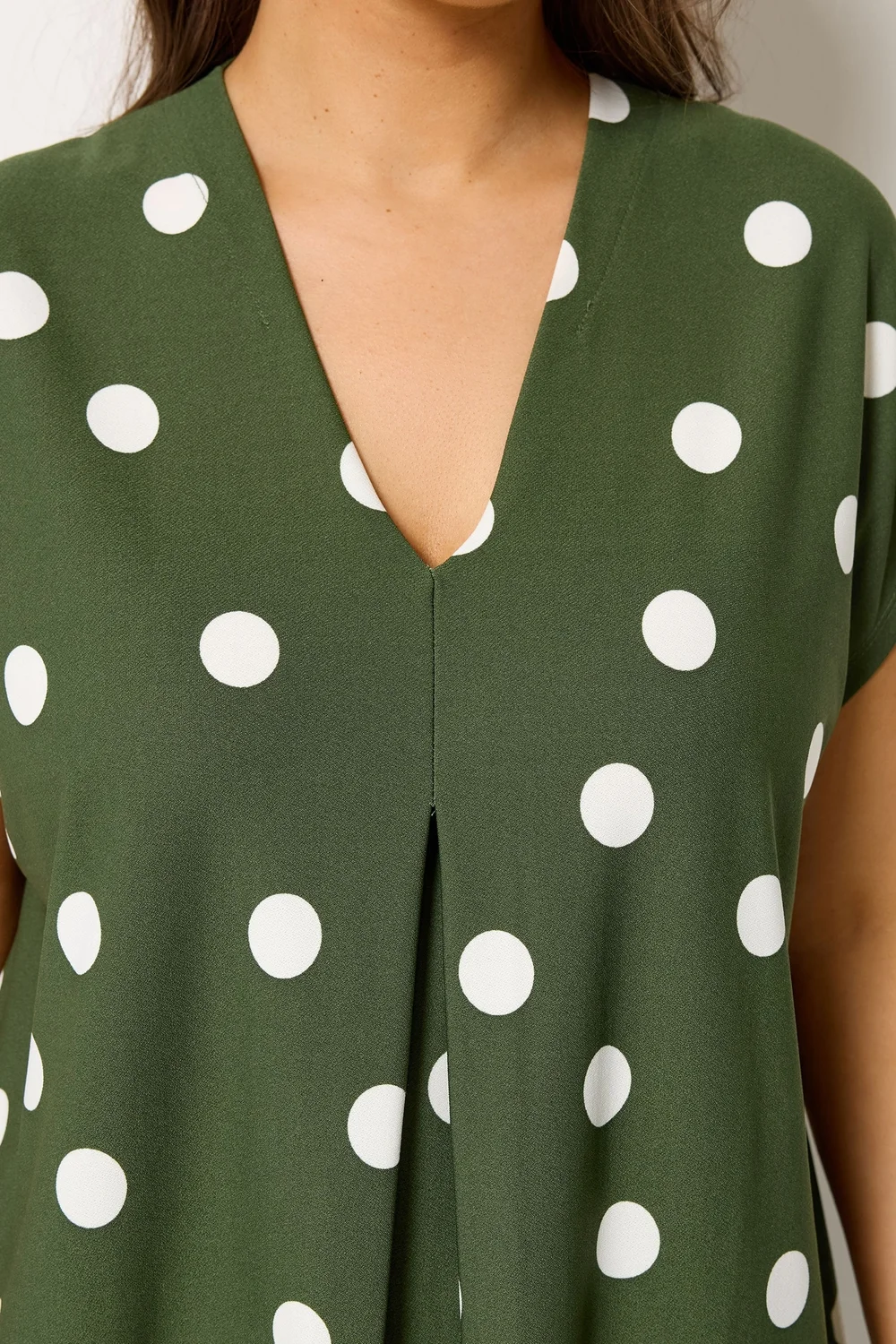 Yours Curve Khaki Green Polka Dot Grown On T-Shirt - 26-28 Image 4