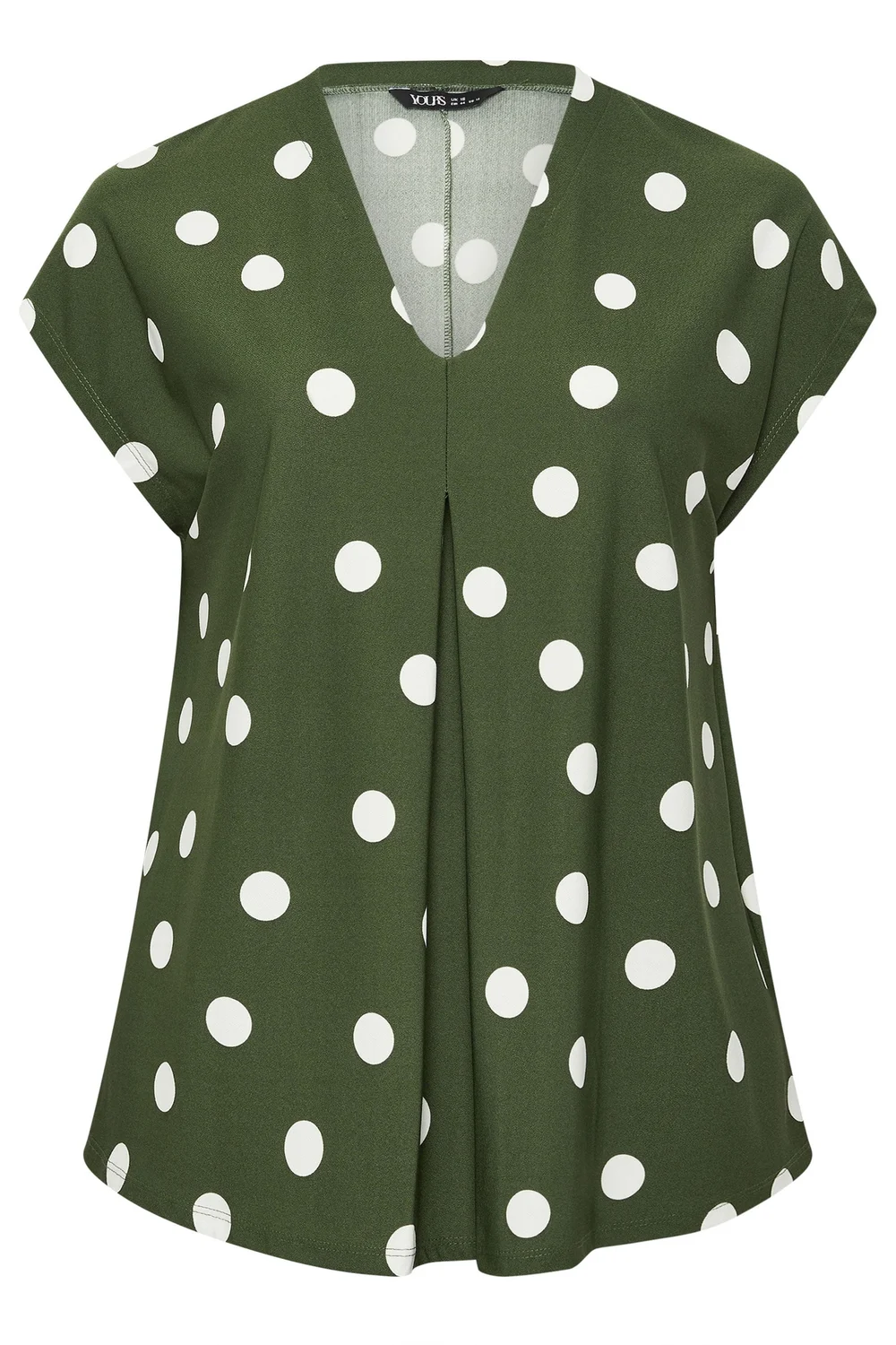 Yours Curve Khaki Green Polka Dot Grown On T-Shirt - 26-28 Image 5