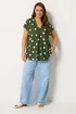 Yours Curve Khaki Green Polka Dot Grown On T-Shirt - 26-28 Image 2