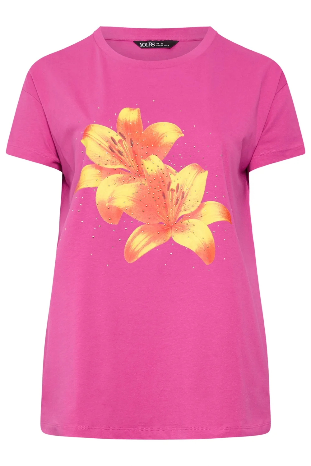 Yours Curve Pink Flower Graphic T-Shirt - 26-28 Image 2