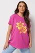 Yours Curve Pink Flower Graphic T-Shirt - 26-28 Image 1