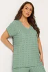 Yours Curve Sage Green Bubble Textured T-Shirt - 26-28 Image 1