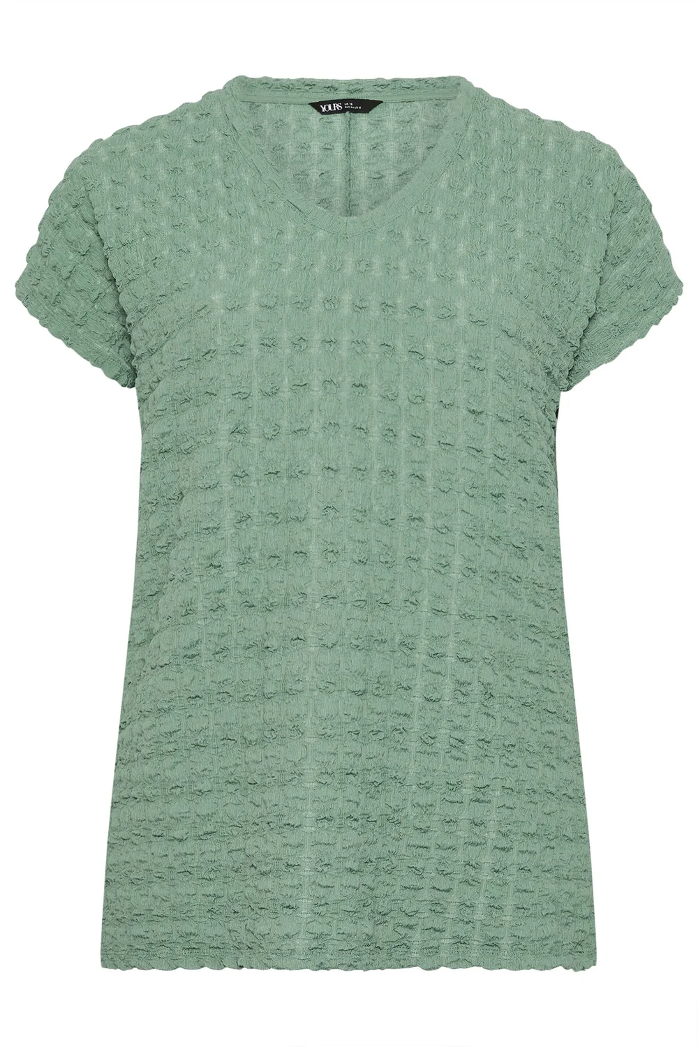 Yours Curve Sage Green Bubble Textured T-Shirt - 26-28 Image 5