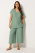Yours Curve Sage Green Bubble Textured T-Shirt - 26-28 Image 2