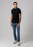 Firetrap Black Regular Fit Cotton Button Polo Shirt With Stripe Detail - M Image 4