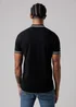Firetrap Black Regular Fit Cotton Button Polo Shirt With Stripe Detail - M Image 2