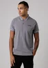 Firetrap Dark Grey Regular Fit Cotton Button Polo Shirt With Stripe Detail - XL Image 1