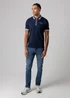 Firetrap Navy Regular Fit Cotton Zip Polo Shirt With Gradient Stripes - 2XL Image 4