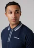 Firetrap Navy Regular Fit Cotton Zip Polo Shirt With Gradient Stripes - 2XL Image 3