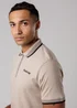 Firetrap Taupe Regular Fit Cotton Zip Polo Shirt With Gradient Stripes - L Image 3