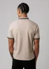 Firetrap Taupe Regular Fit Cotton Zip Polo Shirt With Gradient Stripes - L Image 2