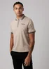 Firetrap Taupe Regular Fit Cotton Zip Polo Shirt With Gradient Stripes - L Image 1