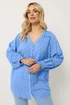 Yours Curve Blue Dobby Long Sleeve Top - 18 Image 2