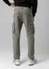 Firetrap Khaki Cotton Stretch Utility Cargo Trousers With Oversized Pockets - 34/L32 Image 2
