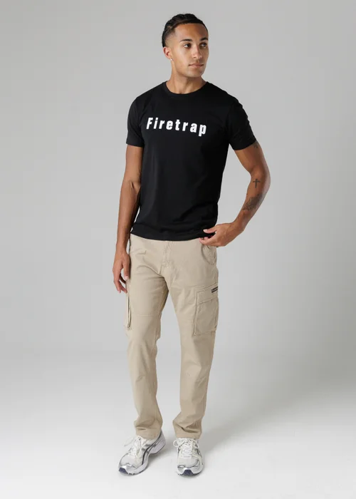 Firetrap Beige Cotton Stretch Utility Cargo Trousers With Oversized Pockets - 36/L32 Image 4