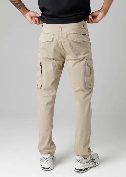 Firetrap Beige Cotton Stretch Utility Cargo Trousers With Oversized Pockets - 36/L32 Image 2