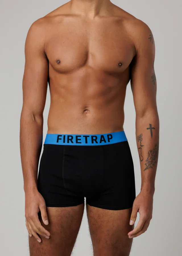 Firetrap Black 3 Pack Cotton Stretch Boxers With Logo Waistband