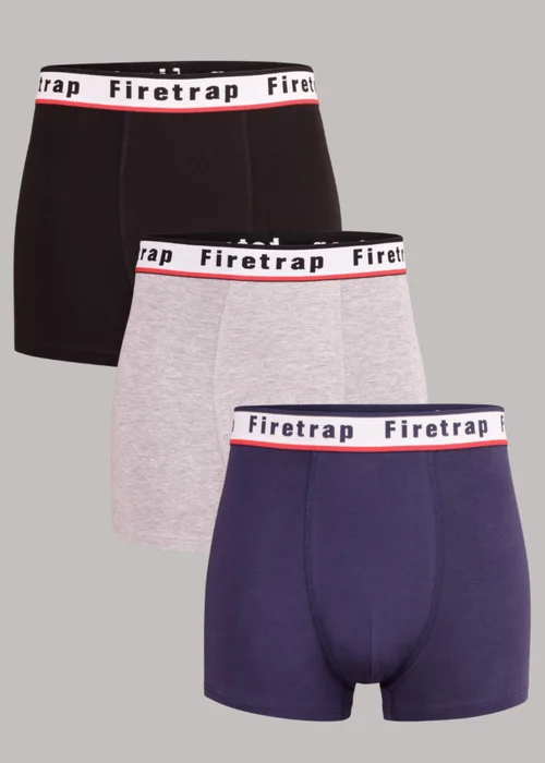 Firetrap Multi 3 Pack Cotton Stretch Boxers With Logo Waistband - L Image 1