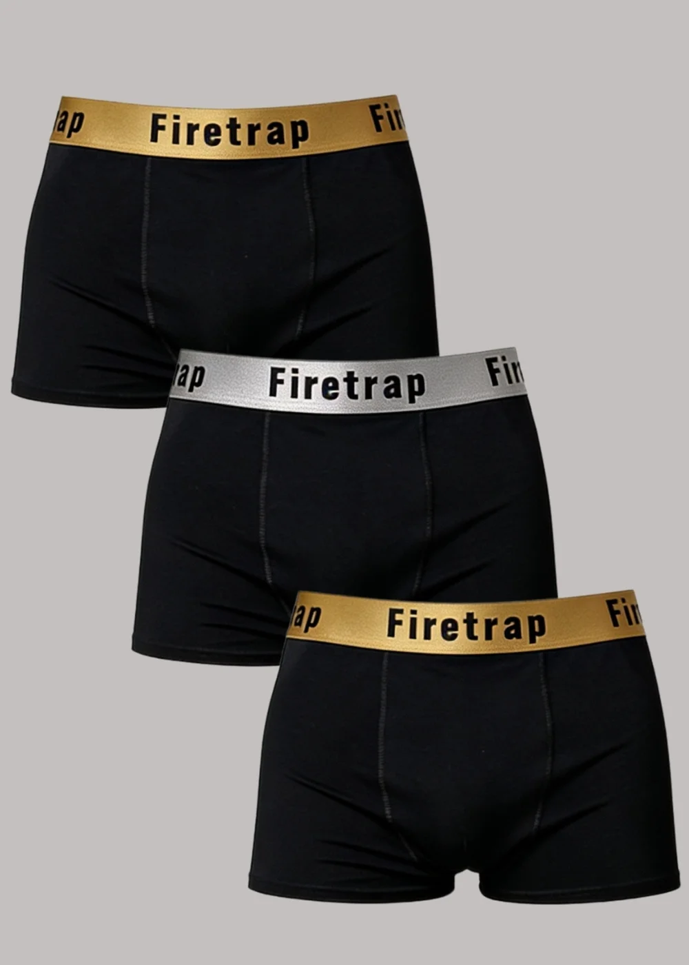 Firetrap Multi 3 Pack Cotton Stretch Boxers With Logo Waistband - L Image 1