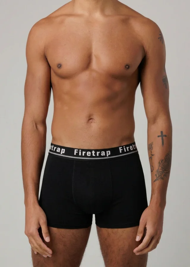 Firetrap Black 3 Pack Cotton Stretch Boxers With Logo Waistband