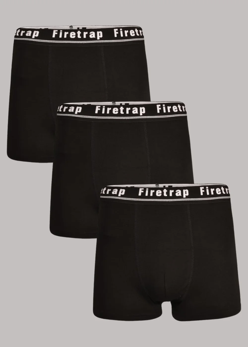 Firetrap Black 3 Pack Cotton Stretch Boxers With Logo Waistband - XL Image 1