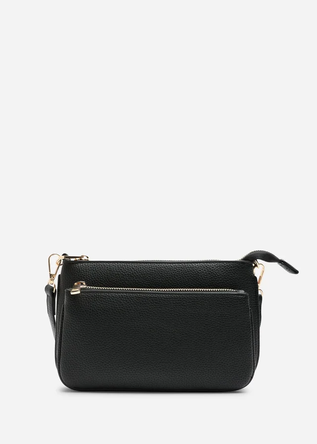 Where's That From Black Elani Small Double Zip Cross Body Bag