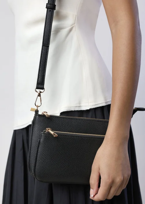 Where's That From Black Elani Small Double Zip Cross Body Bag - One Size Image 1