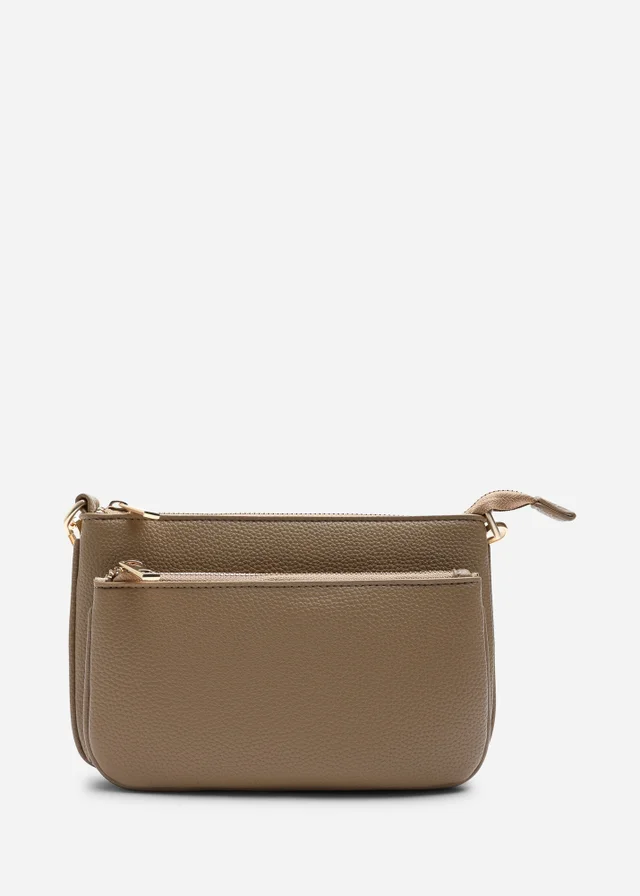 Where's That From Tan Elani Small Double Zip Cross Body Bag