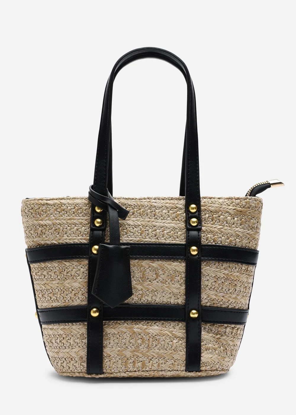 Where's That From Black Alaia Small Raffia Bag With Studd Detail & Cross Body Strap - One Size Image 3