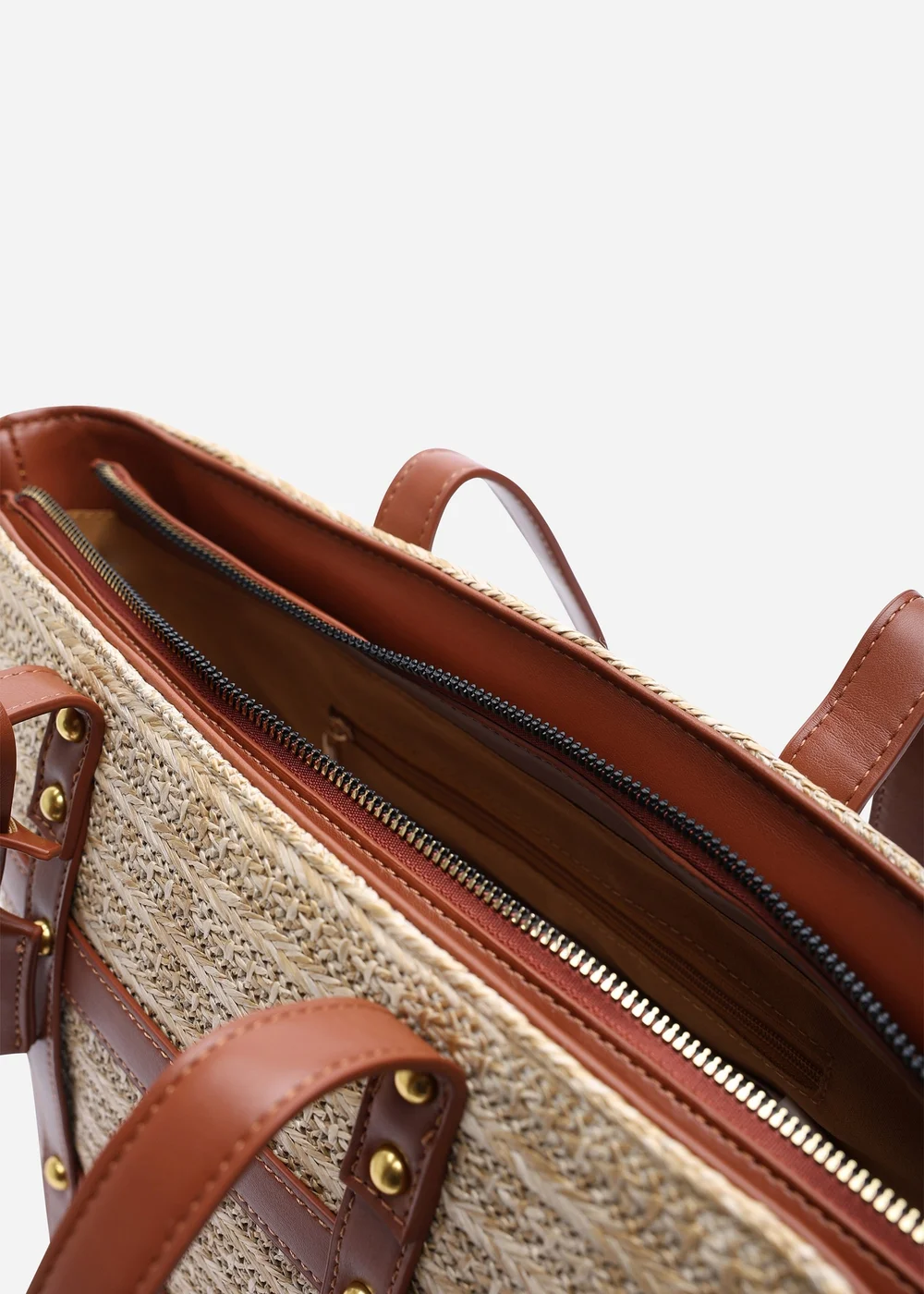 Where's That From Tan Catalina Large Raffia Bag With Stud Detail - One Size Image 4