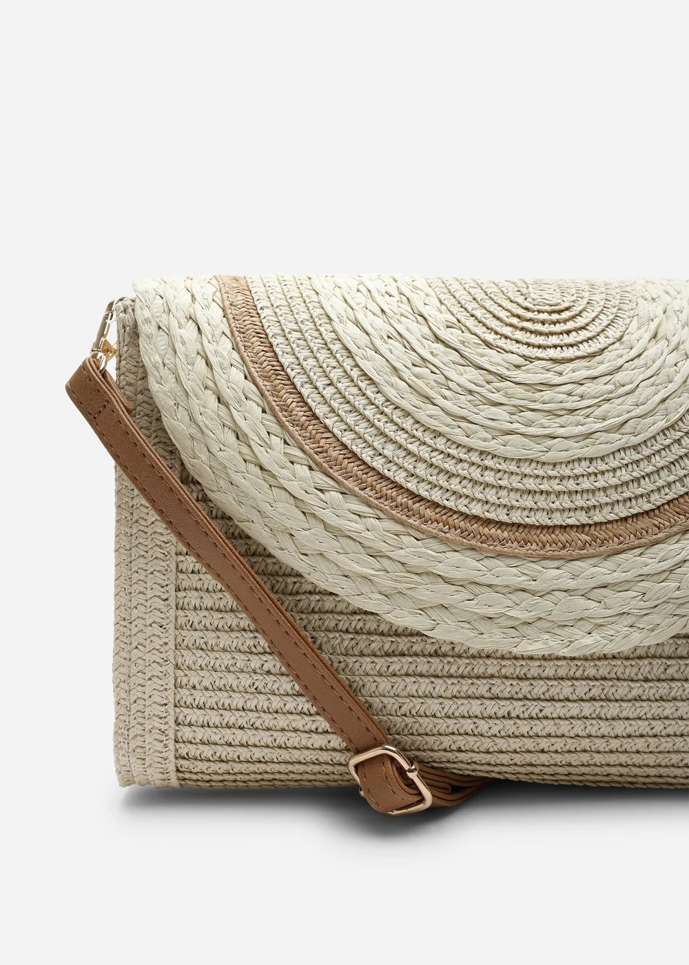 Where's That From Natural Alto Raffia Fold Over Clutch Bag - One Size Image 6
