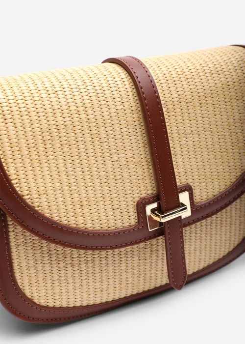 Where's That From Tan Amira Raffia Cross Body With Flap Bag - One Size Image 4