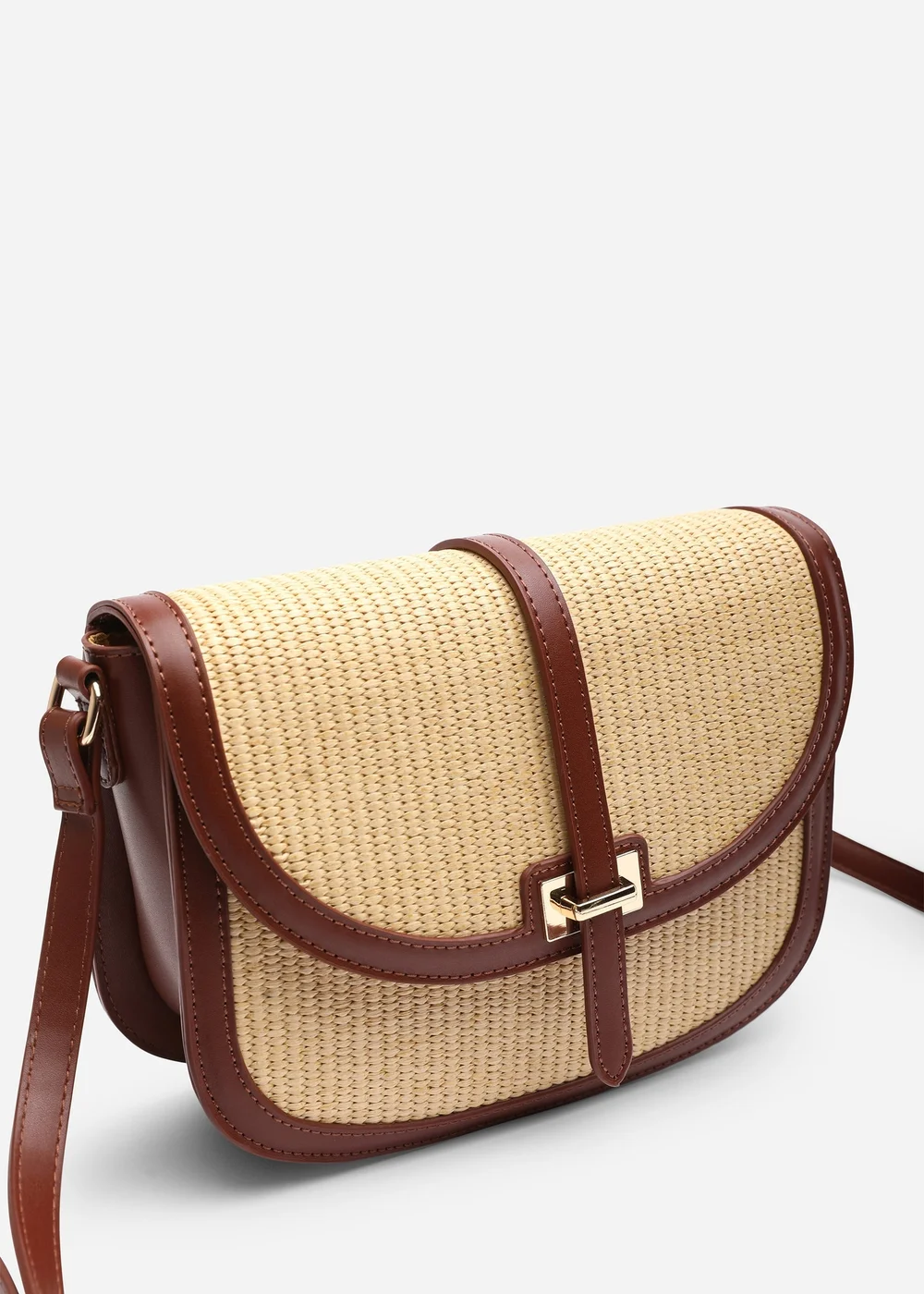 Where's That From Tan Amira Raffia Cross Body With Flap Bag - One Size Image 3