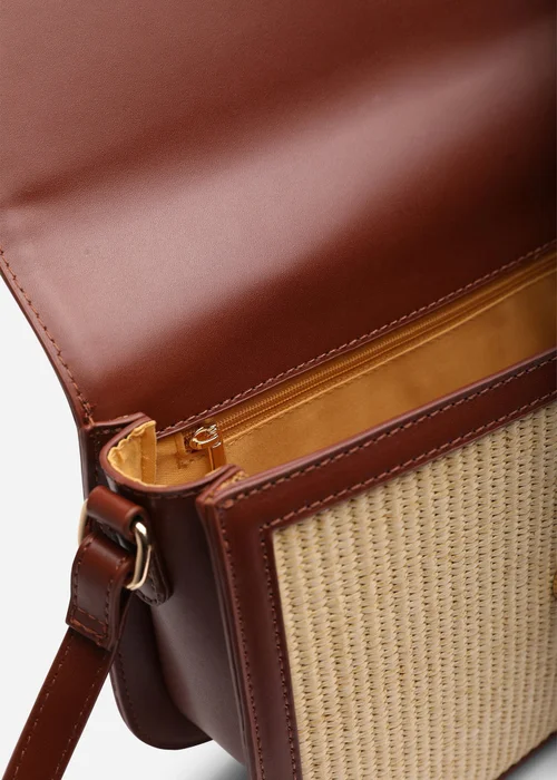 Where's That From Tan Amira Raffia Cross Body With Flap Bag - One Size Image 5