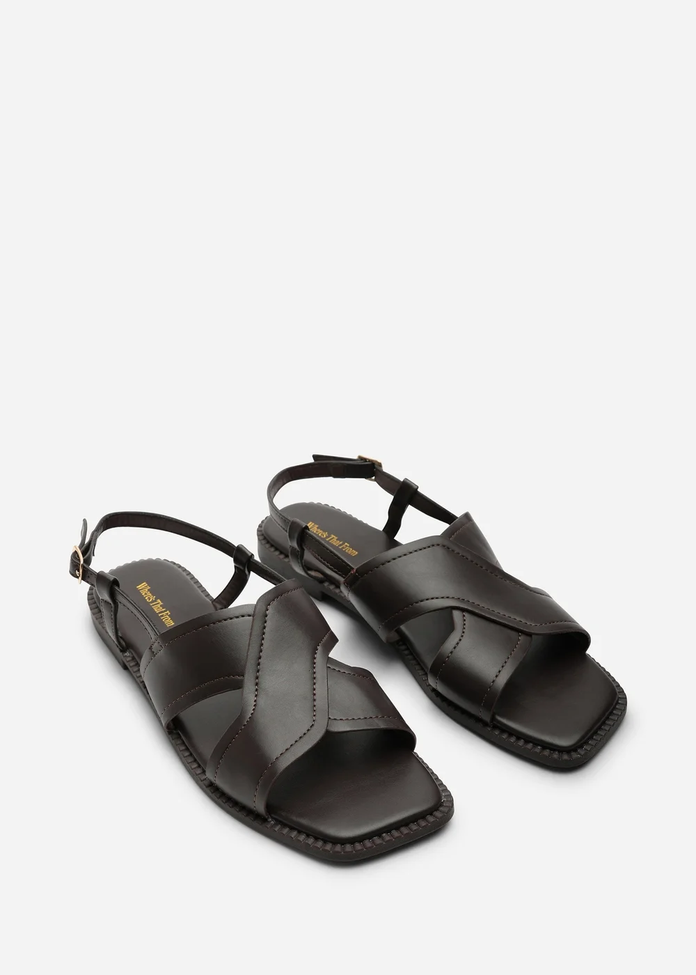 Where's That From Brown Cavina Square Toe Slingback Sandals - 7 Image 5