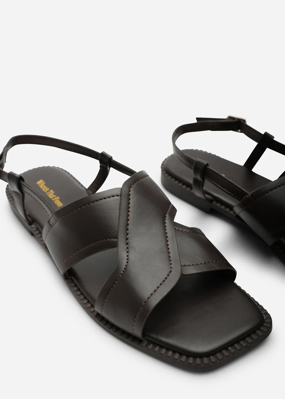 Where's That From Brown Cavina Square Toe Slingback Sandals - 7 Image 6