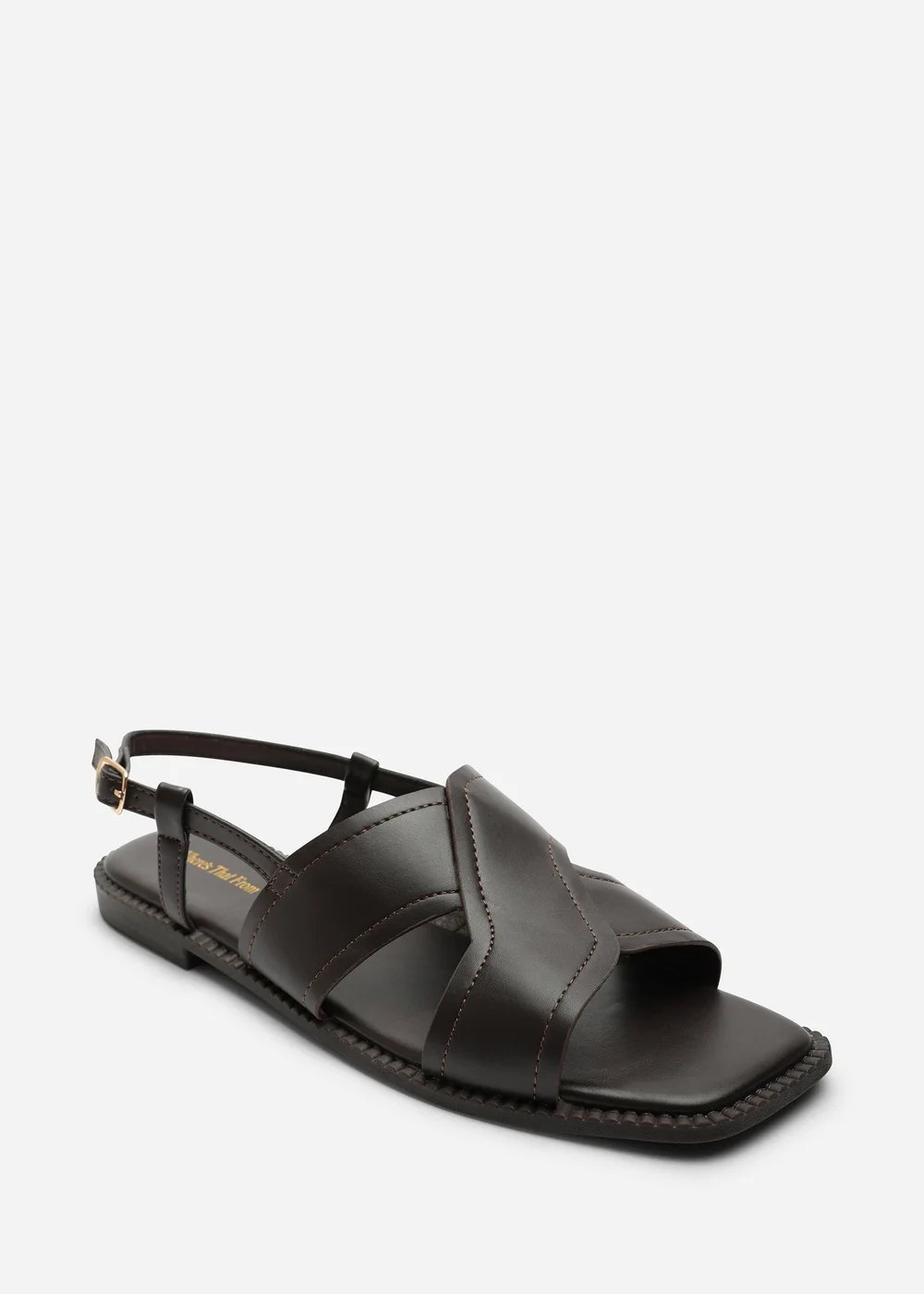 Where's That From Brown Cavina Square Toe Slingback Sandals - 7 Image 4
