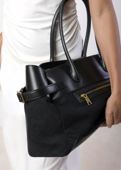 Where's That From Black Lyanna Buckled Tote Bag With Side Zip - One Size Image 6